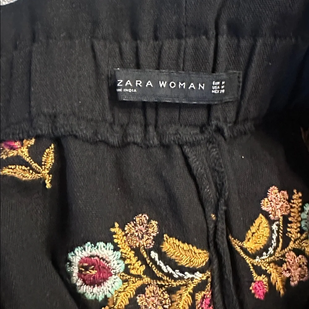Zara Black Skirt with Colorful Embroidery